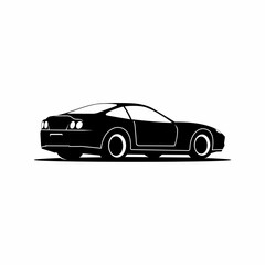 Obraz premium Old sedan car fast silhouette vector isolated on white background