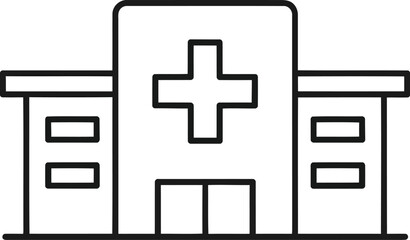 Obraz premium Minimalistic Outline of a Hospital Building with Medical Cross Icon