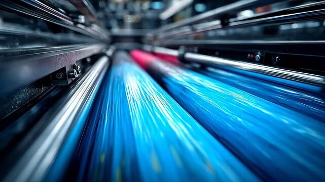 Colorful Ink Flowing Through Printing Machine