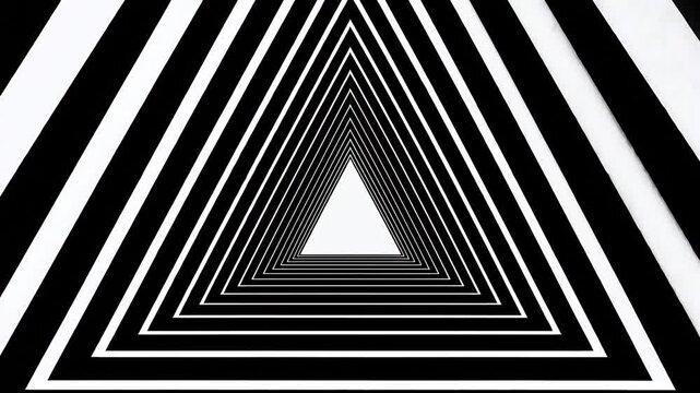 Black and white nested triangles creating tunnel perspective