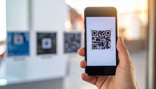 Person scanning a QR code on a mobile phone screen