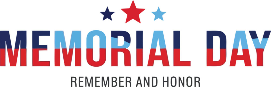 Colorful memorial day remember and honor patriotic holiday graphic design text with stars vector