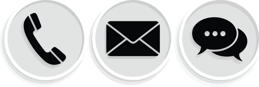 Contact icons set phone mail message chat communication support business website app vector