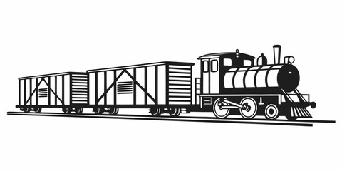 A vintage steam locomotive pulling a series of freight cars along the tracks © Mamun