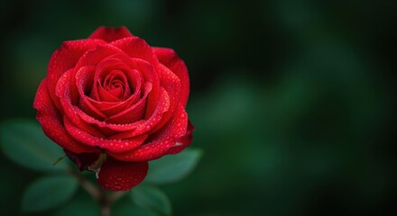 Close-up of a Vibrant Red Rose in Full Bloom.