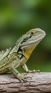 Close-up of an Australian Water Dragon basking in the sun.
