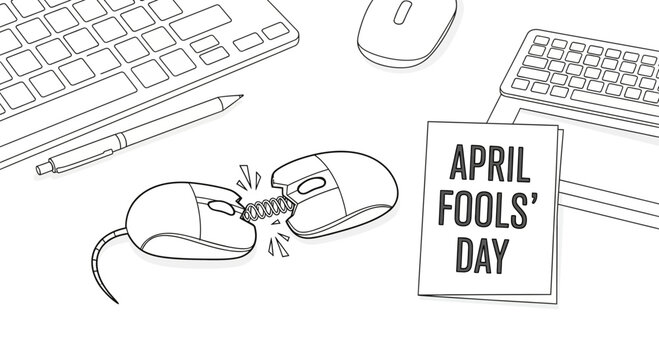 April Fools' Day Prank Concept: Computer Mice Battling