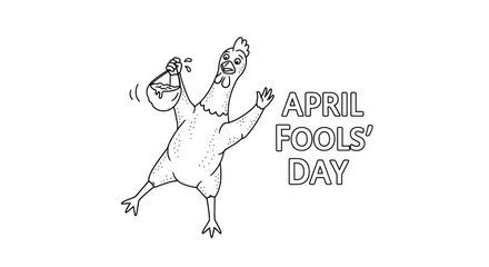 Fototapeta premium Funny Chicken Holding Bucket, April Fools Day Joke Illustration
