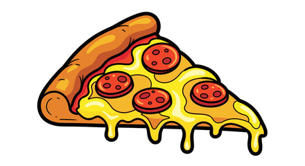 Pixel Art Pepperoni Pizza Slice Melting Cheese Orange Crust White Background