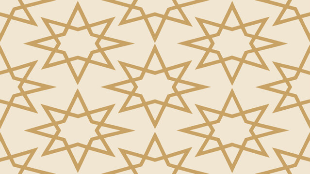 Calm and Elegant Geometric Seamless Pattern featuring intricate star motifs for a harmonious background design in a minimalistic style.