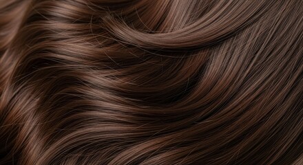 Naklejka premium Close-up of Luxurious Brown Hair with Subtle Highlights.