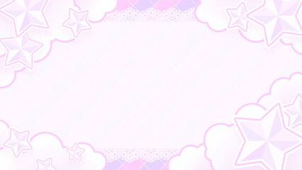 可愛い星と雲のアニメ風フレーム背景