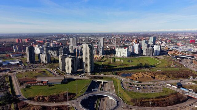 Advanced urban infrastructure within a smart district in northwest Milan, Italy. Contemporary housing, structured layout and transport accessibility define a forward thinking metropolitan zone.
