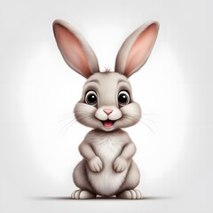 Obraz premium Cartoon cute rabbit posing isolated on white background