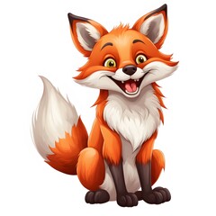 Obraz premium Cartoon happy fox isolated on white background