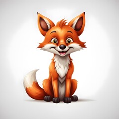 Obraz premium Cartoon happy fox isolated on white background
