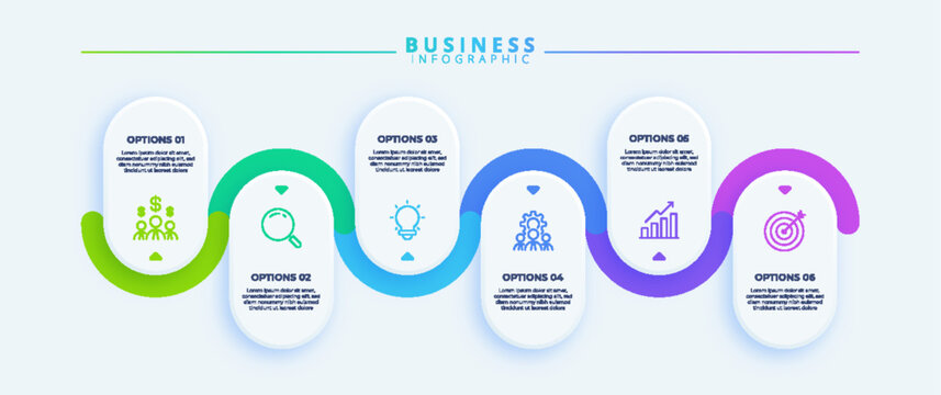Infographic design with icons and 6 options or steps. Infographics for business concept. Can be used for presentations banner, workflow layout, process diagram, flow chart