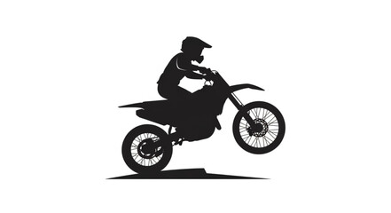Obraz premium Silhouette of a motocross rider performing a wheelie on a dirt bike.