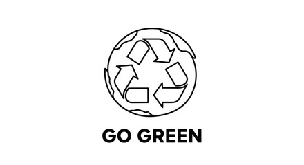 Recycle Globe Icon with "Go Green" Text