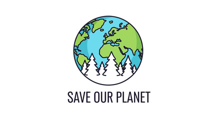 Save Our Planet Earth Globe with Forest Icon