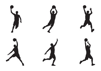 Basketball player silhouette collection jumping dunking shooting action sport dynamic pose © Sen