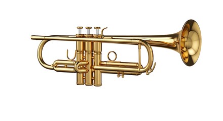 Obraz premium Golden Trumpet Musical Instrument on White Background