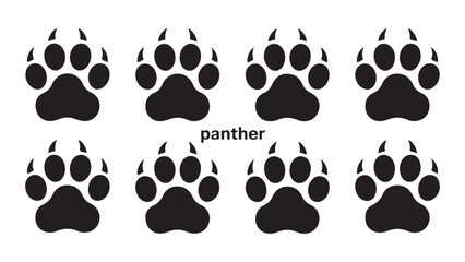 Fototapeta premium Minimalist panther paw silhouettes with sharp nails and lowercase typography for wildlife branding projects