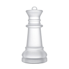 Fototapeta premium Minimalist translucent white queen chess piece with smooth finish and modern profile for contemporary lifestyle gaming and creative strategic planning visuals in digital design projects