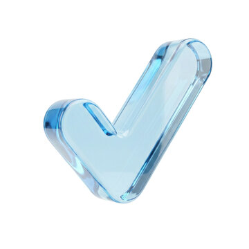 Shiny blue checkmark symbol for approval and confirmation