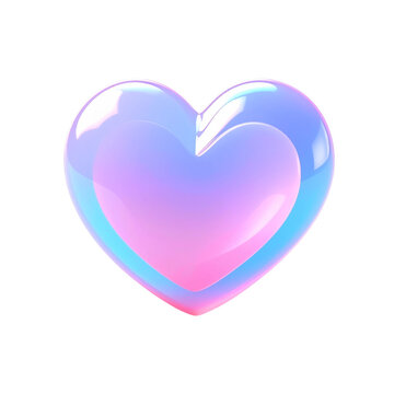 Soft purple and blue 3D heart icon with a glossy finish for elegant love symbols and romantic social media engagement visuals