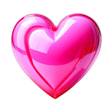Large vibrant pink 3D heart icon for social media likes and romantic love symbols in modern valentine's day and wedding designs