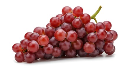 Fototapeta premium Red Grapes Cluster Fresh Juicy Bunch on White Background