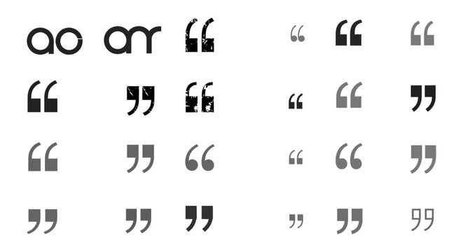 diverse collection of quotation marks and typography examples showcasing various styles and sizes as essential graphic design elements.