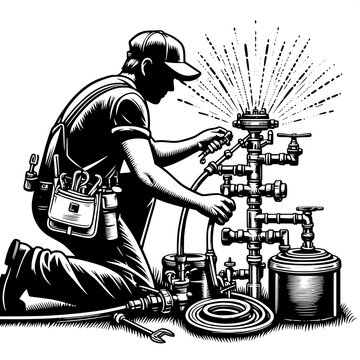 Garden Sprinkler Installation vector SVG 