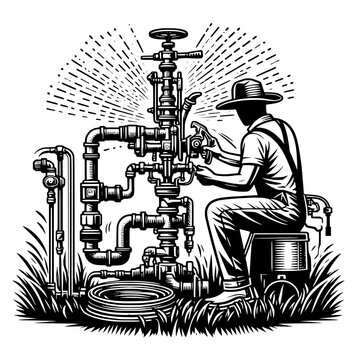 Garden Sprinkler Installation vector SVG 