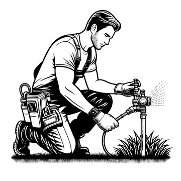 Garden Sprinkler Installation vector SVG 