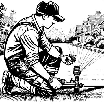 Garden Sprinkler Installation vector SVG 
