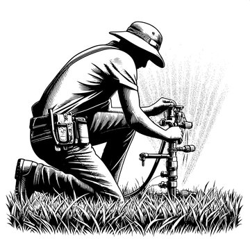 Garden Sprinkler Installation vector SVG 