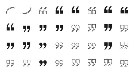diverse vector collection of quotation marks speech marks and inverted commas showcasing various styles for typography design.
