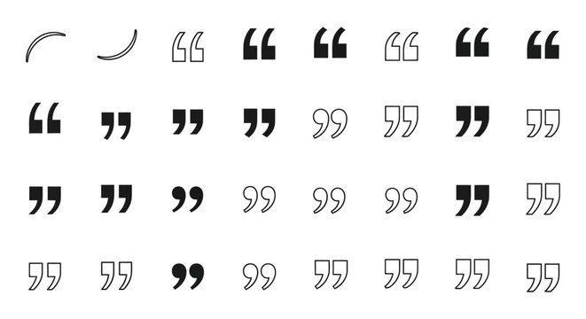 diverse vector collection of quotation marks speech marks and inverted commas showcasing various styles for typography design.