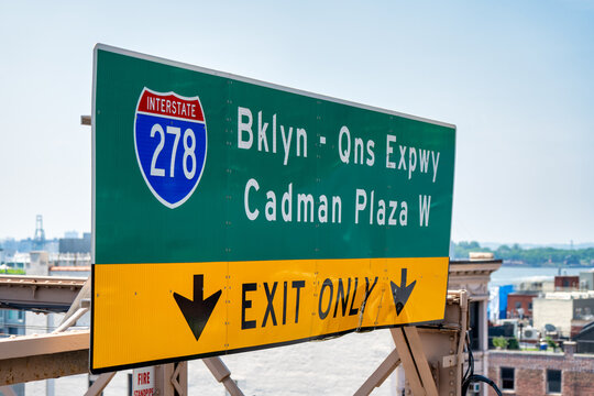 Brooklyn Queens Expressway sign highlighting iconic NYC bridge and transportation infrastructure