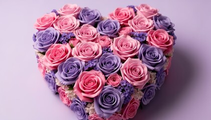 Floral Heart: A stunning heart arrangement made of vibrant roses and delicate flowers, exuding love and beauty.