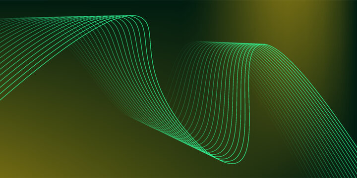 3D green lines techno abstract background overlap layer on dark space with waves effect decoration. Modern graphic design element stripes style concept for web, poster, flyer, card, or brochure cover