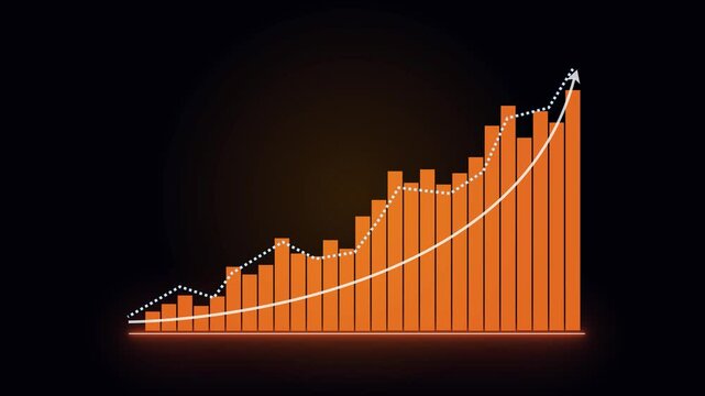 Business growth concept in allusive graph chart showing marketing sales profit increasing to future target. futuristic sales projection displaying an upward trend in revenue. 