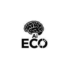 Vector illustration of a brain icon combined with the text 'ai' and 'eco', symbolizing artificial intelligence and ecological awareness.