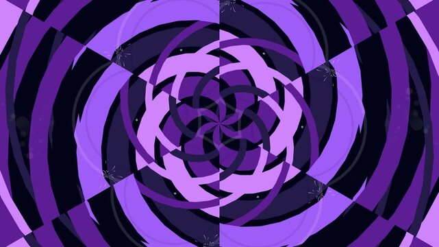 An abstract purple background features a swirling spiral pattern of rose petals, blending floral nature with a macro wave design for a romantic pink and purple vector illustration