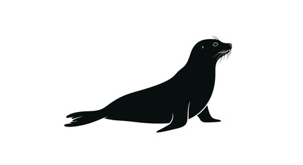 Silhouette of a black seal on a white background. © Ahmad