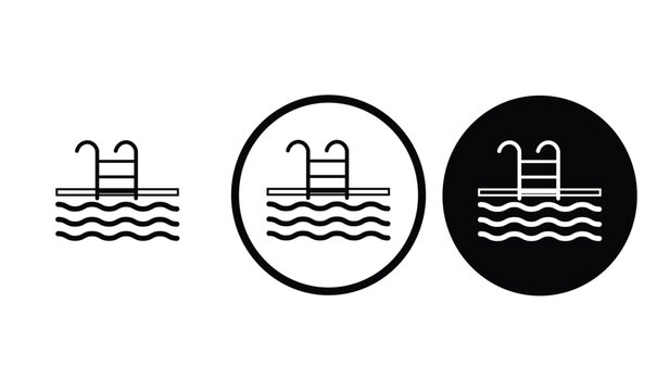 icon swimming pool black outline for web site design 
and mobile dark mode apps 
Vector illustration on a white background