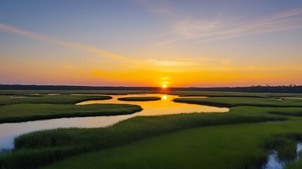 Sunset over Horseshoe Creek Marsh and Bohicket Creak