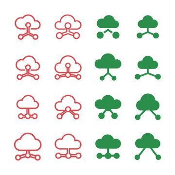 Cloud computing network in red and green